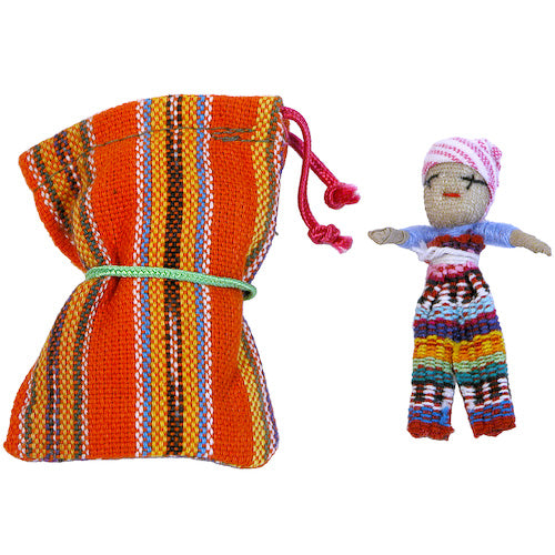 Large Worry Doll in a Woven Bag