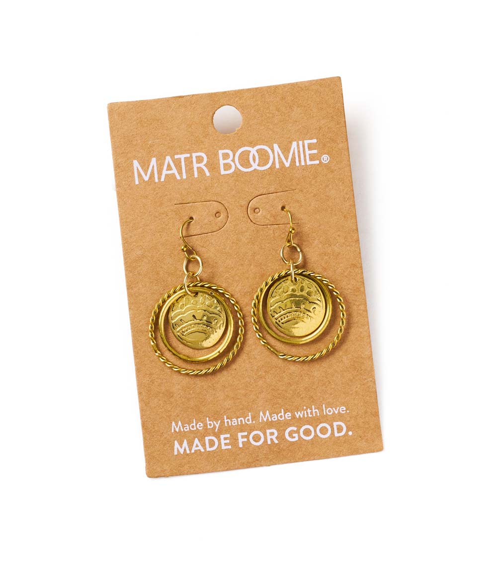 Yashi Embossed Ring Dangle Earrings