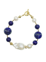 Lapis  & Baroque Pearls Bracelet CB001-0