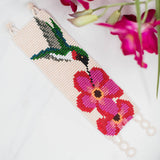 Ruby Hummingbird Beaded Cuff