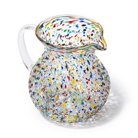 Hand Blown Mexican Glass Pitcher – Confetti Rock Design 70 Ounces - Colorful Beverage Pitcher for Homemade Juice & Iced Tea Cinco De Mayo by The Wine Savant, Blown Glass Pitcher-3