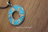 Handmade Nepal Circle 33mm Pendant Necklace Ethnic Tibetan Six Mantras