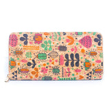 Natural cork with flower pattern zipper wallet BAGD-191-9