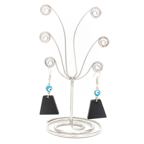 Blue eyes and trapezoidal pendant earrings-ER-091-3