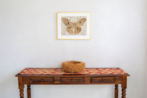 Raffia Shibori Table Runner - Turtle Pattern - Egyptian Red