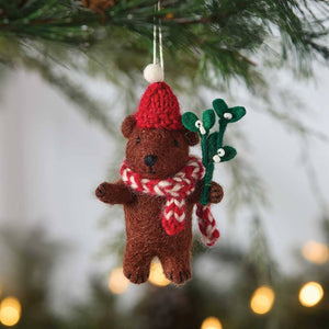 Mistletoe Bear Christmas Ornament