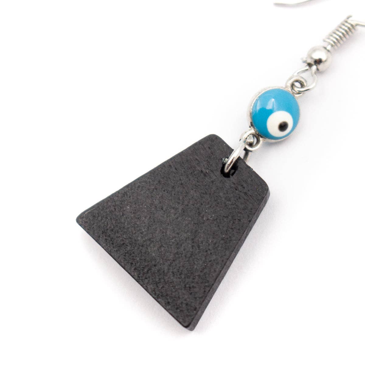Blue eyes and trapezoidal pendant earrings-ER-091-2