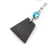 Blue eyes and trapezoidal pendant earrings-ER-091-2