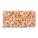 Natural cork with flower pattern zipper wallet BAGD-191-16