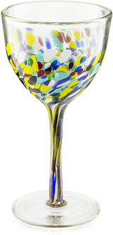 The Wine Savant Recycled Glass Wine Glasses - Mexican Wine Glasses Set of 6, Mexican Luxury Hand Blown Wine and Water Glasses (8 ounces each) Cobalt Cinco De Mayo Glasses - Confetti Wine Glasses-2