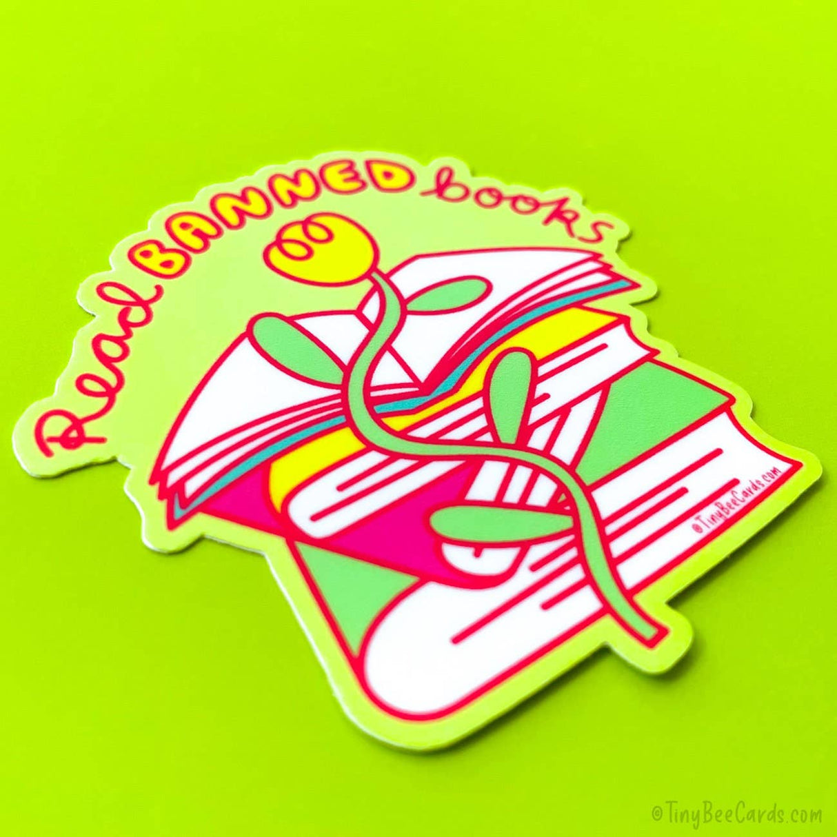 Tiny Bee Cards - Read Banned Books Vinyl Sticker