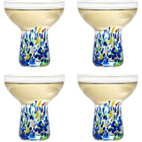 Stemless Margarita Glass – Set of 4 - Luxury Hand Blown Confetti Margaritas, for Cocktails, Water, Wine, Dessert, Martini & Champagne Glasses Cinco de Mayo, Hand Blown Glass - Mexican Confetti Design-4