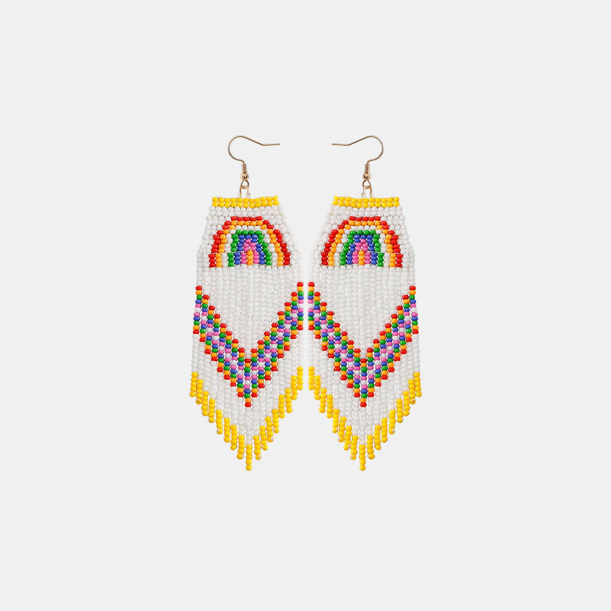 Rainbow Rice Bead Dangle Earrings