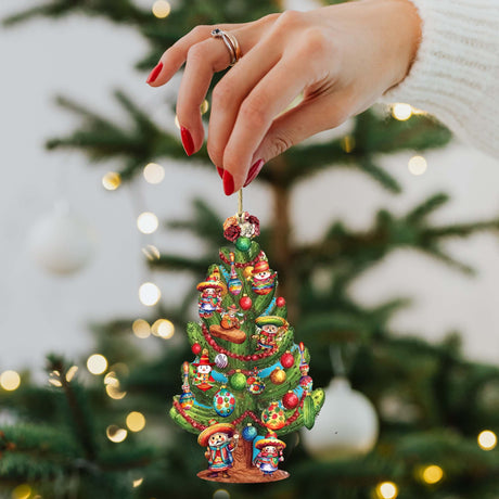 Santas Around the World - Mexican Inspired Santa - Wooden Ornaments Set of 3 by G. DeBrekht | Christmas Santa Snowman Décor - 8091308S3-4