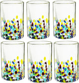 Hand Blown Mexican Drinking Glasses – Set of 6 Confetti Rock Design Glasses by The Wine Savant (Climbing Confetti)-2