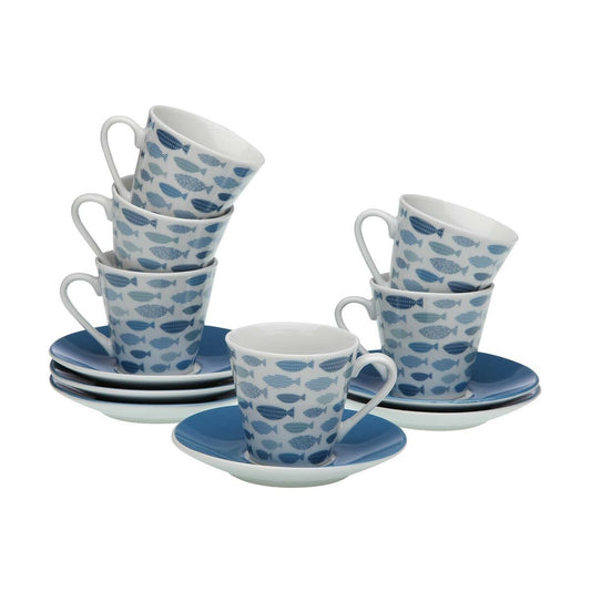Piece Coffee Cup Set Versa Fish Porcelain-0