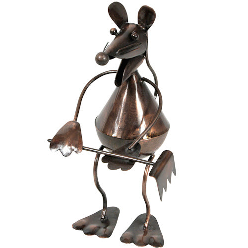 Metal Mouse Sculpture w/ Rake