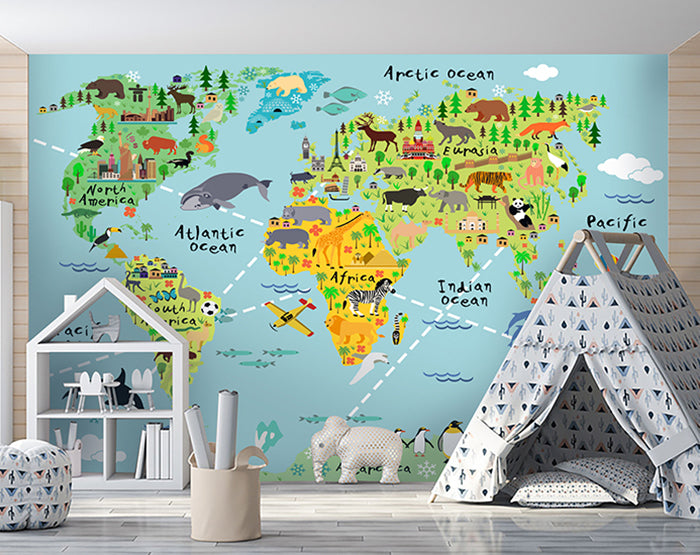 MAP WALL DECALS, KIDS WALL STICKERS, WALL DECOR-8