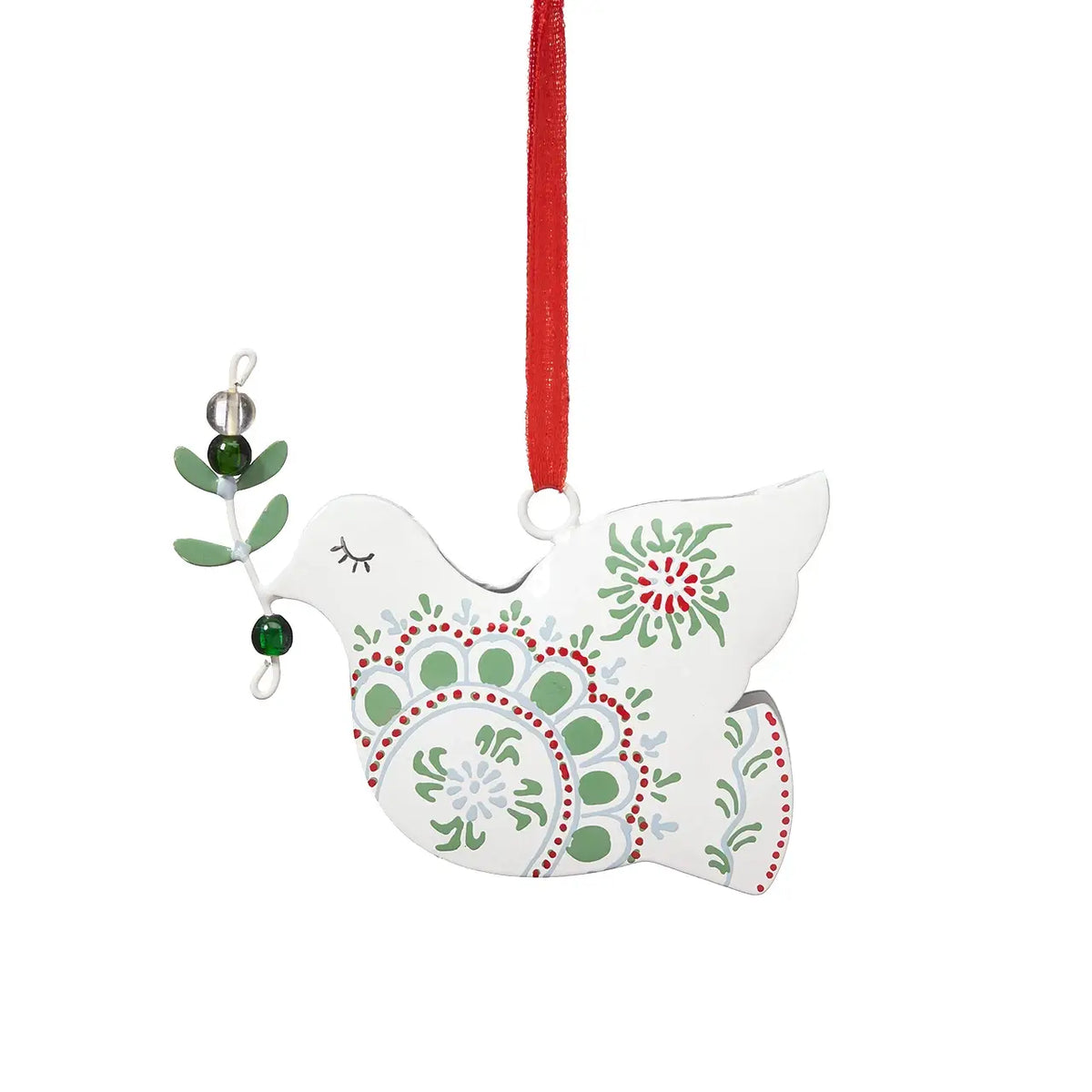 Hand-Painted Peace Dove Christmas Ornament