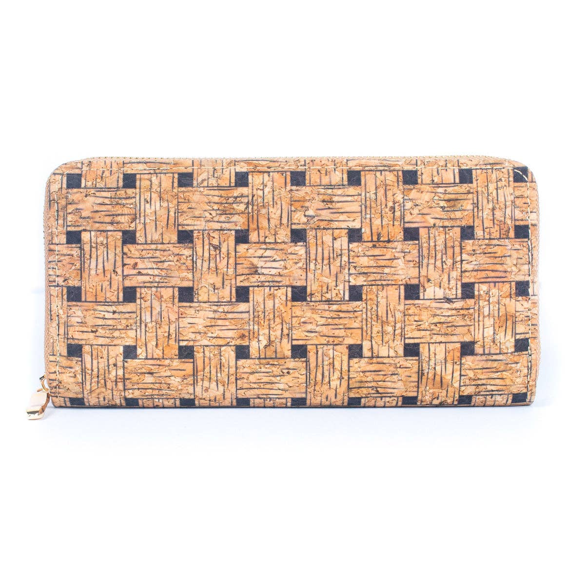 Natural cork with flower pattern zipper wallet BAGD-191-3