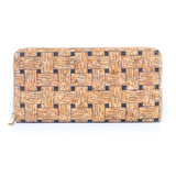 Natural cork with flower pattern zipper wallet BAGD-191-3