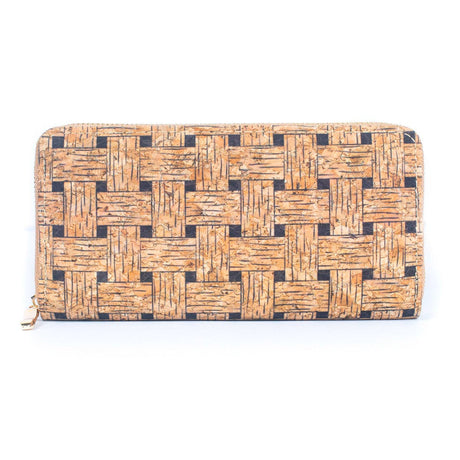 Natural cork with flower pattern zipper wallet BAGD-191-3