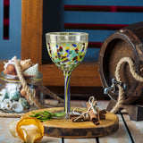 The Wine Savant Recycled Glass Wine Glasses - Mexican Wine Glasses Set of 6, Mexican Luxury Hand Blown Wine and Water Glasses (8 ounces each) Cobalt Cinco De Mayo Glasses - Confetti Wine Glasses-1