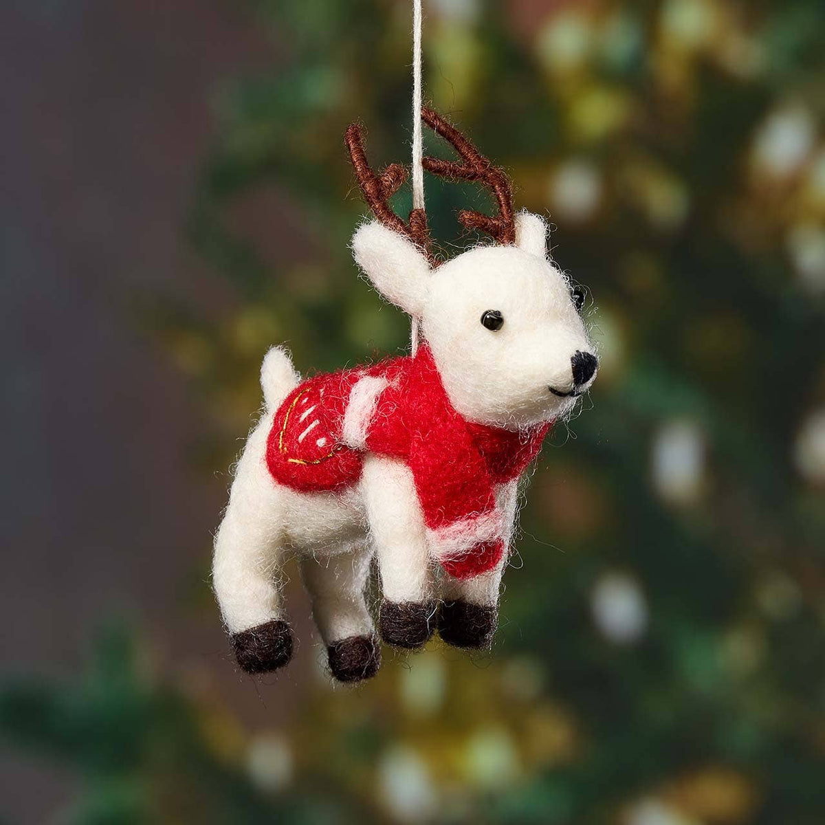 White Reindeer Christmas Ornament