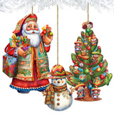 Santas Around the World - Mexican Inspired Santa - Wooden Ornaments Set of 3 by G. DeBrekht Christmas Santa Snowman Decor - 8091308S3-2