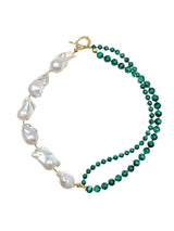 Malachite With Baroque Asymmetric Necklace GN013-0