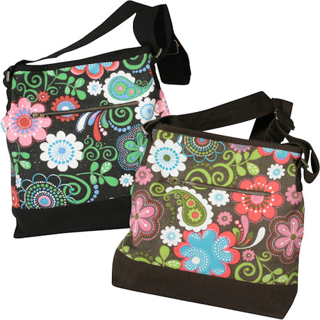 Canvas Shoulder Bag w/ Flower Print from India-2