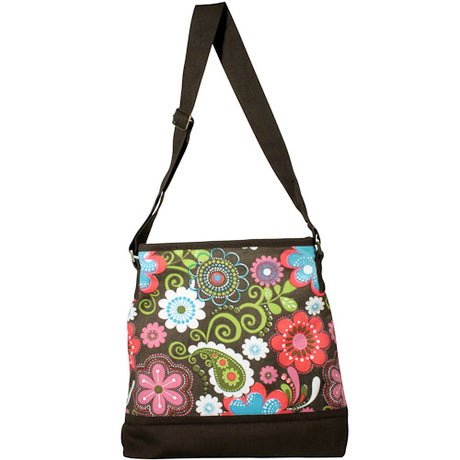 Canvas Shoulder Bag w/ Flower Print from India-1