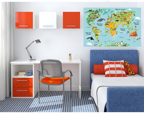 MAP WALL DECALS, KIDS WALL STICKERS, WALL DECOR-1