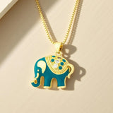 QIKU Exquisite Fashion Elephant Crystal Rhinestone Pendant Necklace Copper Cubic Zirconia Jewelry Gift Women Custom Personality-0