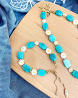 Amazonite With Floral Charms Bracelet GB008-4