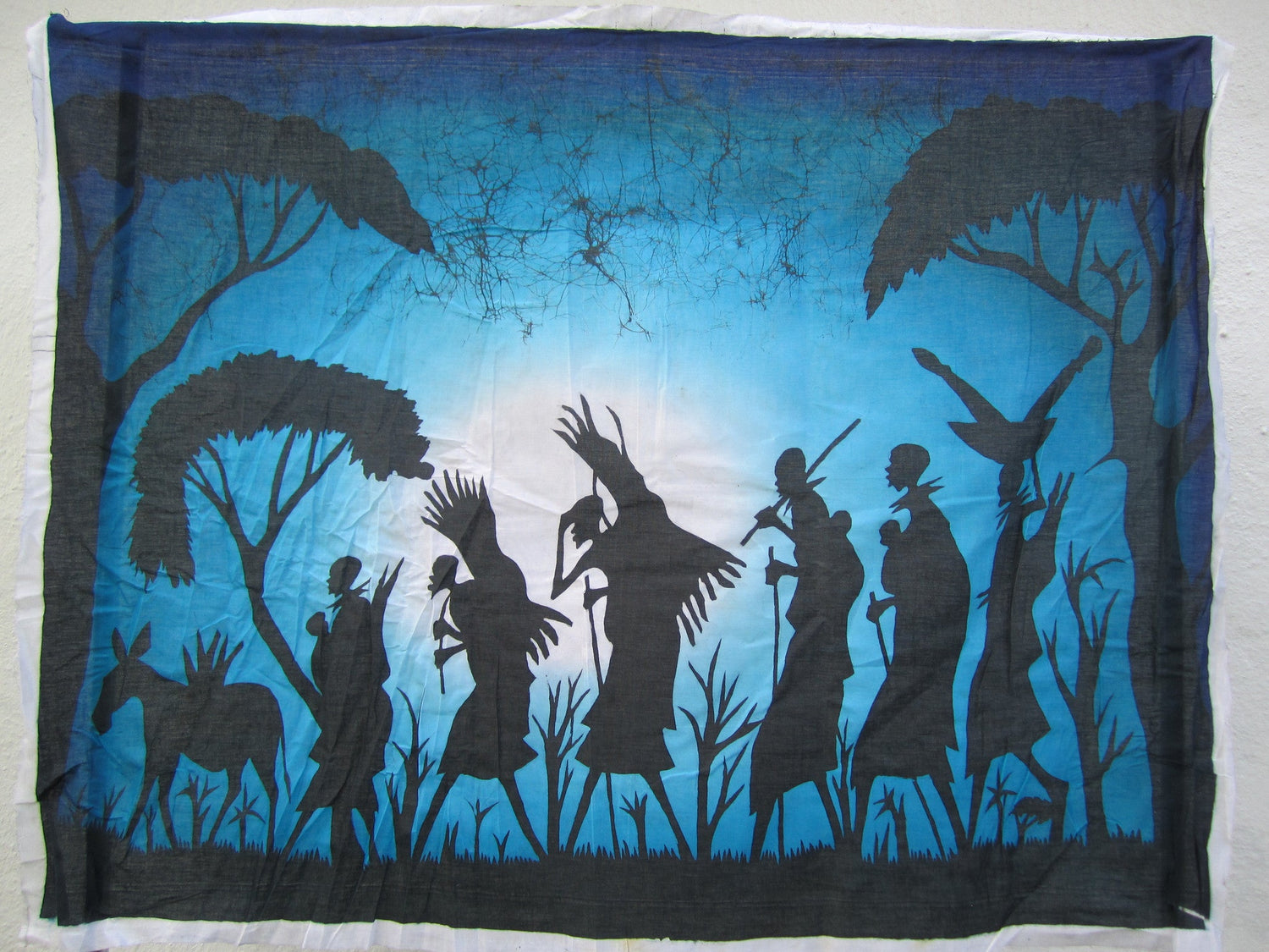 Maasai Warrior Sunset Scene Batik Art 04-0