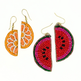 Beaded Fruit Earrings - Watermelon