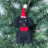 Black Labrador Santa Handmade Felt Ornaments, Set of 2