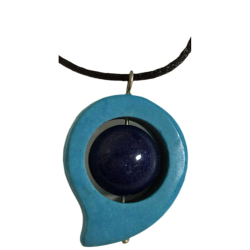 Blue Soapstone Lapis Ball Pendant from Afghanistan