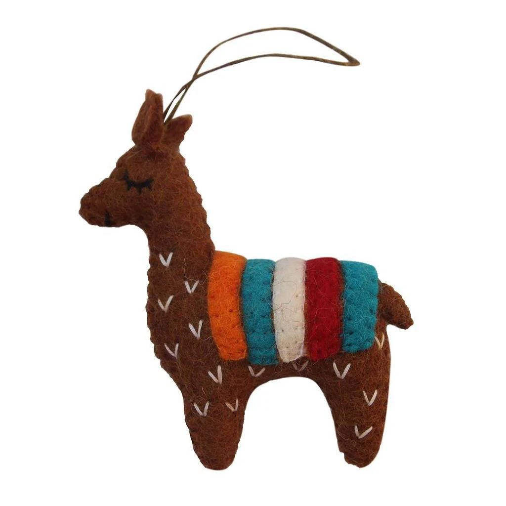 Brown Felt Llama Ornament