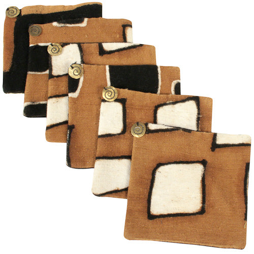 Brown Mud Cloth Coasters Set