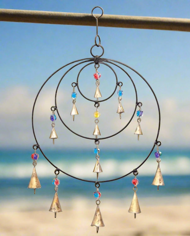 Triple Circle Chime with beads and bells-0