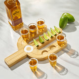 Cactus Tequila Tray & Shot Glasses Set - Tequila Gifts & Mexican Gifts - Bamboo Shot Glass Holder Serving Tray - Flight Board with Lemon Bowl, Salt Rimmer & Shot Glass Set - Party Shot Board, Gift-3