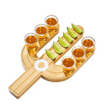 Cactus Tequila Tray & Shot Glasses Set - Tequila Gifts & Mexican Gifts - Bamboo Shot Glass Holder Serving Tray - Flight Board with Lemon Bowl, Salt Rimmer & Shot Glass Set - Party Shot Board, Gift-0