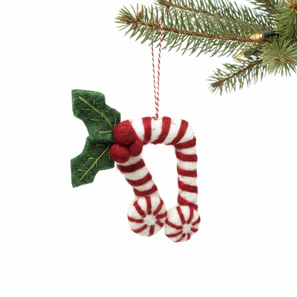 Candy Cane 8th Notes Felt Ornament