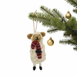 Candy Cane Sheep Felt Ornament