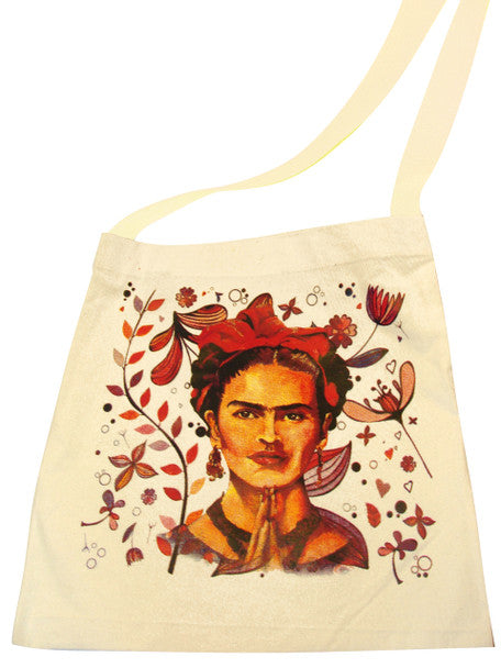 Canvas Silk Screened Portrait Original Frida Kahlo Tote Style 5 14" x 16"