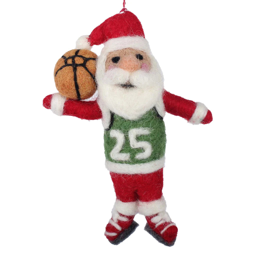 Coach Claus Basketball Felt Ornament