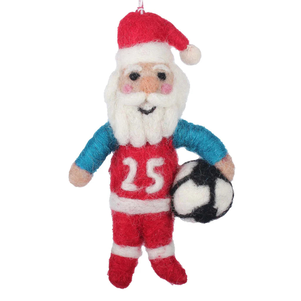 Coach Claus Soccer Felt Ornament