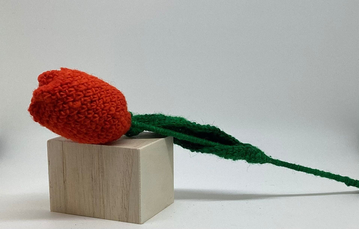 Handmade Fair Trade Wool Tulip – Eco-Friendly, Crocheted, Unique Floral Decoration